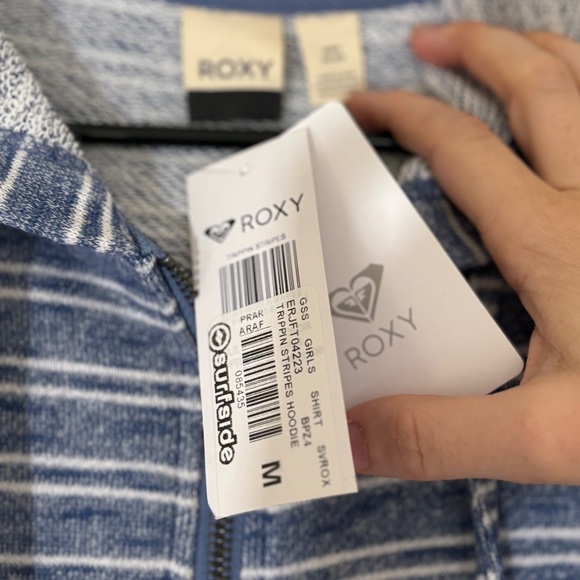 ROXY Trippin Stripes Blue Zip Hoodie NWT Medium - Picture 3 of 7